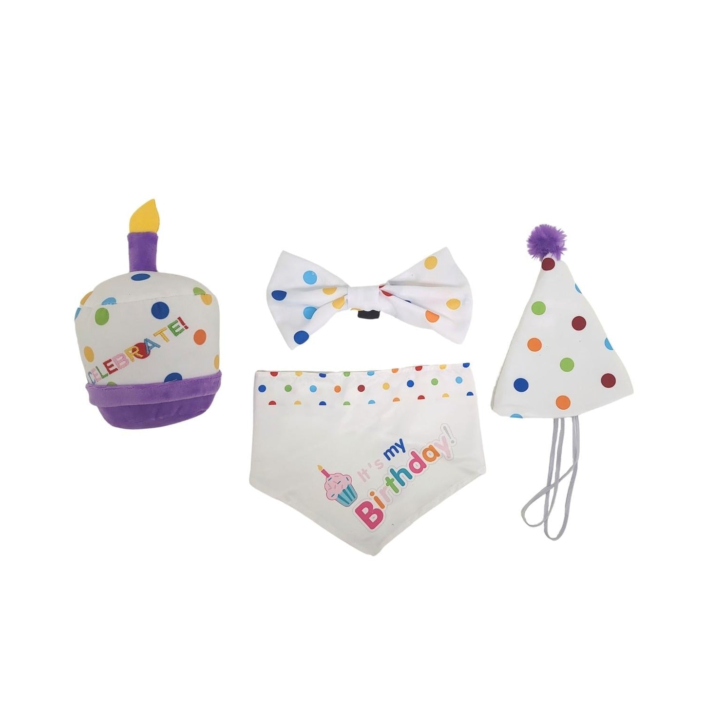 Dog Birthday Party Kit: Bandana, Hat, Bow Tie, Cupcake Plush Toy β Celebrate Your Pup's Special Day! by American Pet Supplies