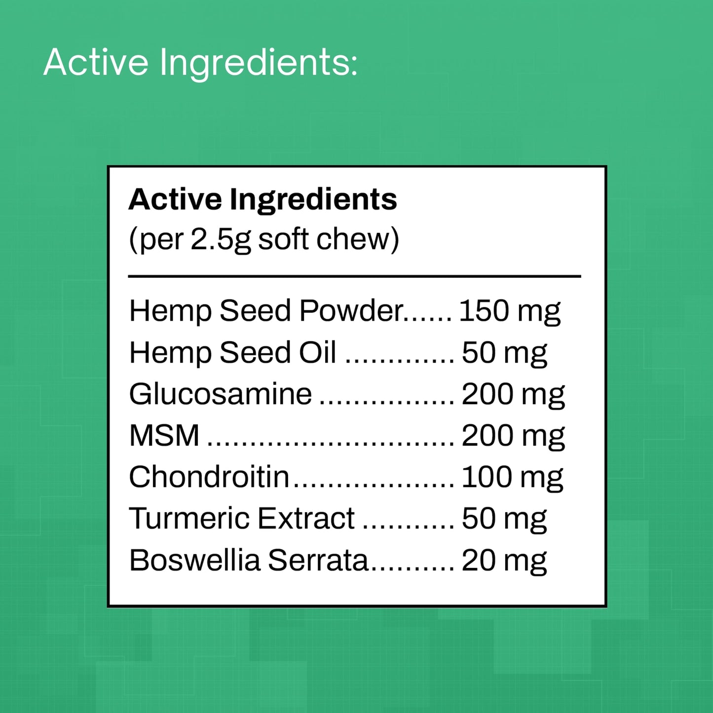 Hip & Joint Advanced Hemp Chews for Dogs & Cats - 60 Soft Chews