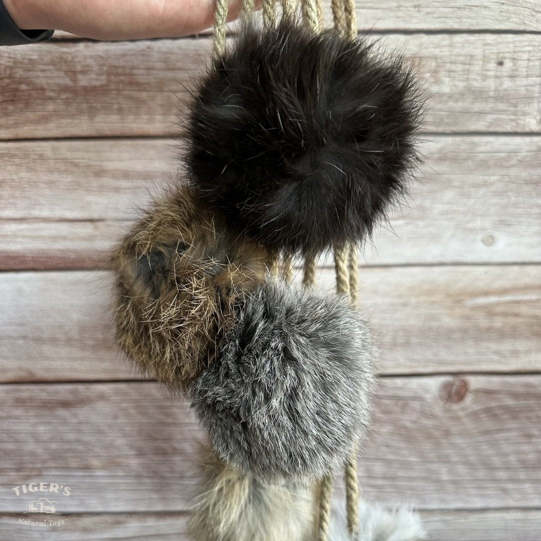 Rabbit Fur Ball with Rope Cat Toy
