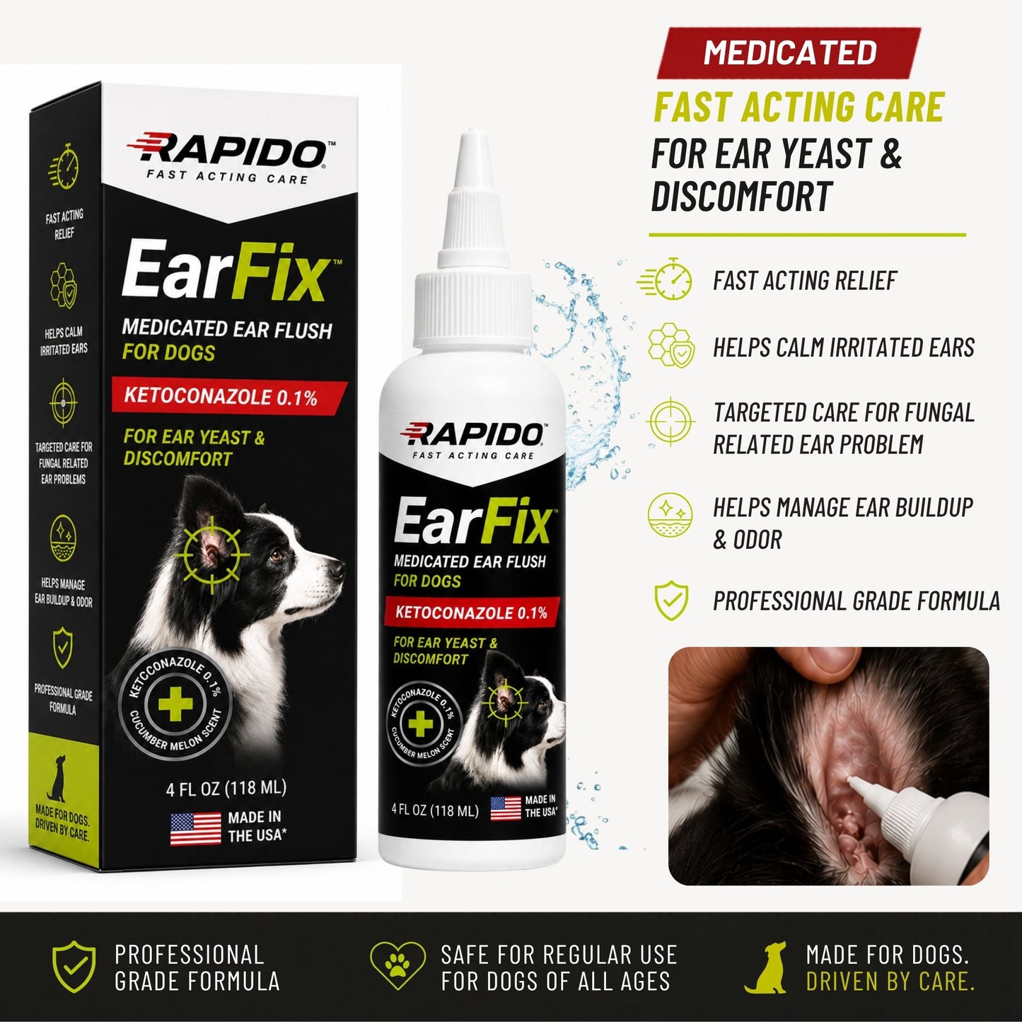 RAPIDO™ EarFix Medicated Ear Flush for Dogs