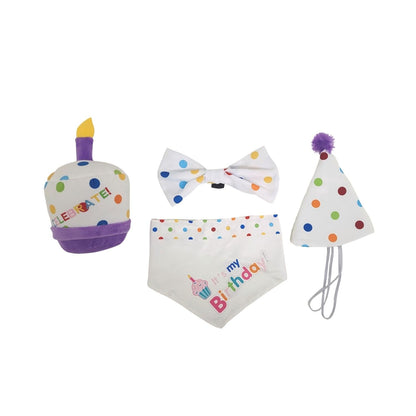 Dog Birthday Party Kit: Bandana, Hat, Bow Tie, Cupcake Plush Toy – Celebrate Your Pup's Special Day! by American Pet Supplies