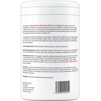 Chlorhexidine Large Wipes for Dogs & Cats - 60 Wipes