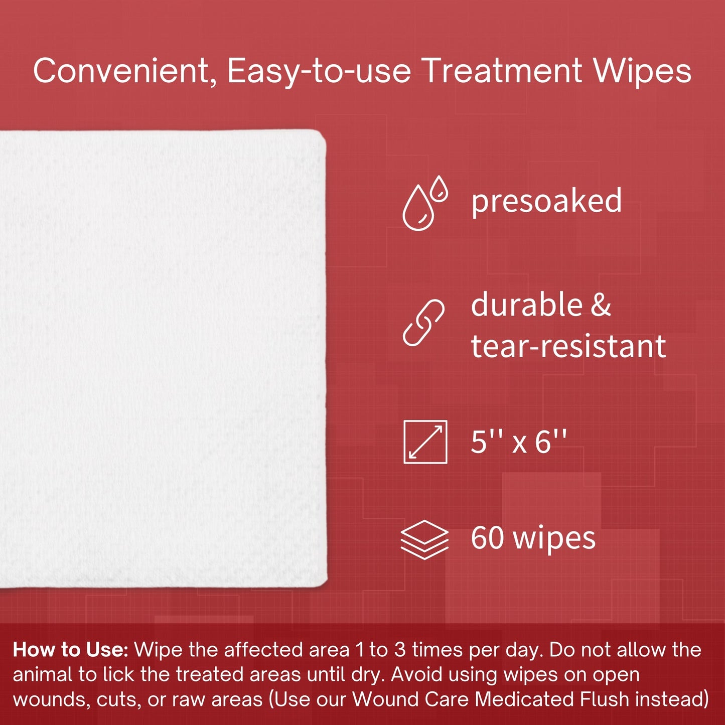Chlorhexidine Large Wipes for Dogs & Cats - 60 Wipes