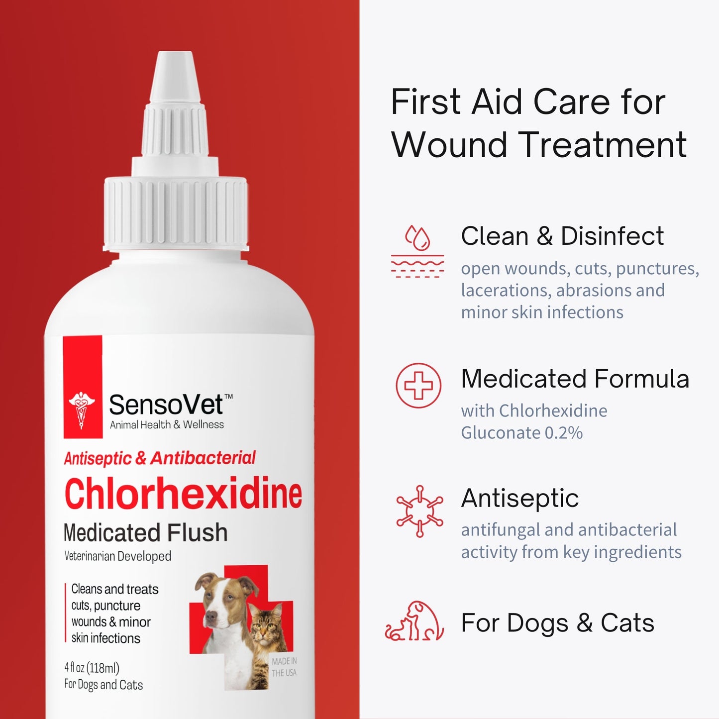 Chlorhexidine Medicated Flush for Dogs & Cats - 4oz