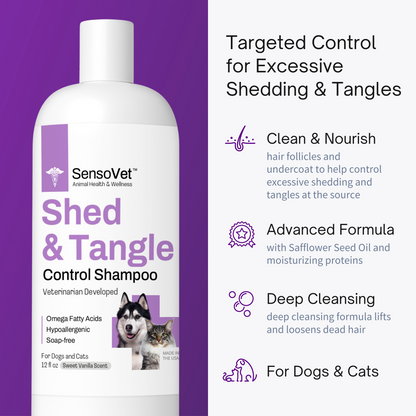 Shed & Tangle Control Shampoo for Dogs & Cats - 12oz