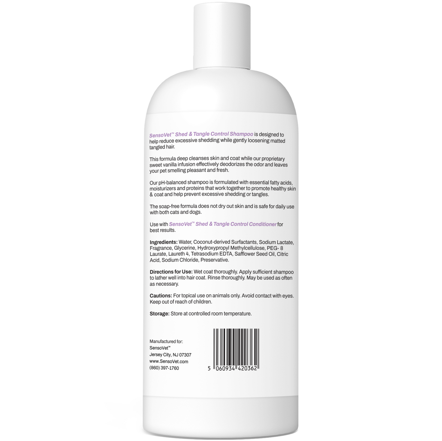 Shed & Tangle Control Shampoo for Dogs & Cats - 12oz