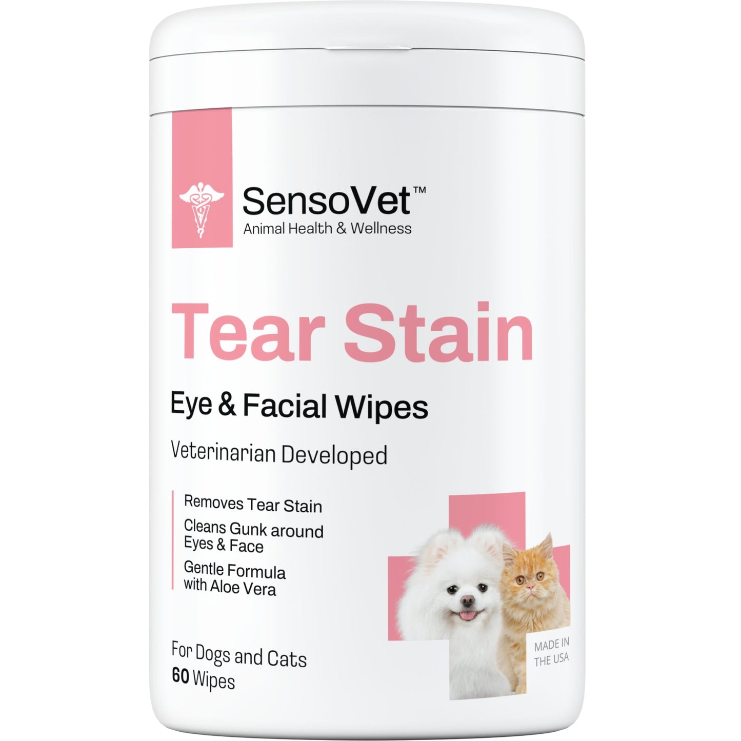 Tear Stain Eye & Facial Wipes for Dogs & Cats