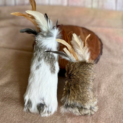 Cat Kicker Toy with Rabbit Fur Feathers and Wool