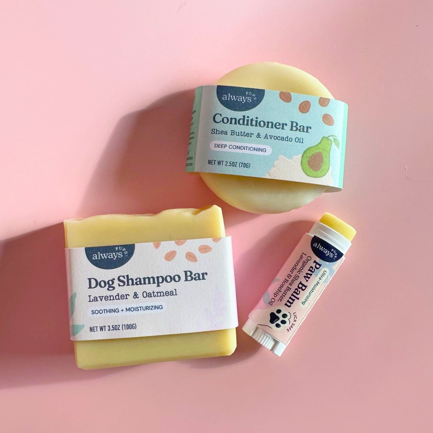 Dog Shampoo and Conditioner Bar Set with Paw Balm