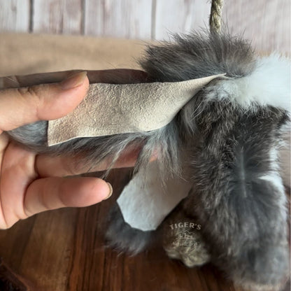 Rabbit Fur Cat Toy with Natural Hemp Rope, Handmade Cat Chase Toy