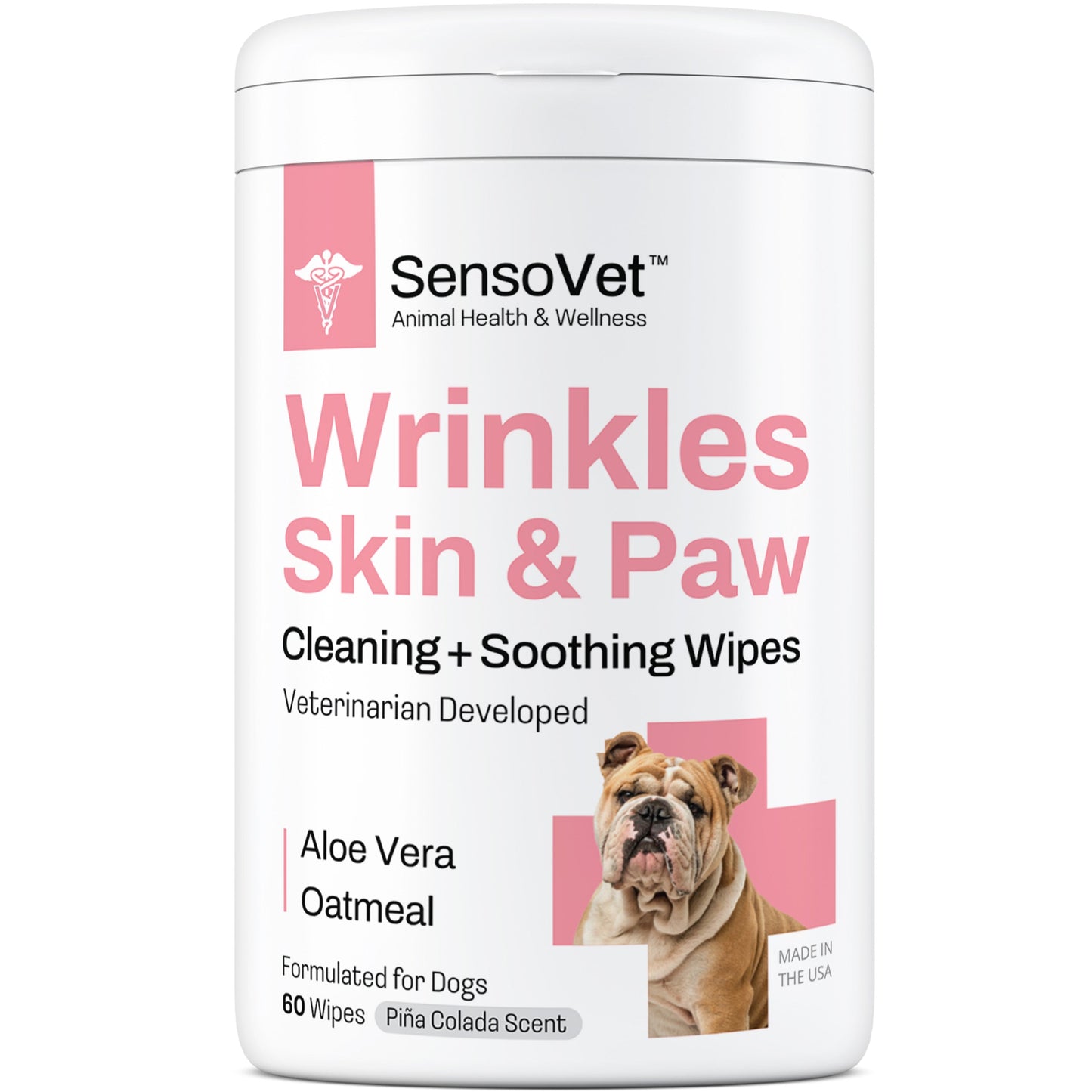 Wrinkles, Skin & Paw Cleaning Soothing Wipes for Dogs - 60 Wipes